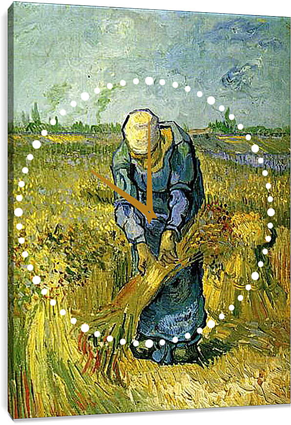 Часы картина - Peasant Woman Binding Sheaves after Millet. Винсент Ван Гог
