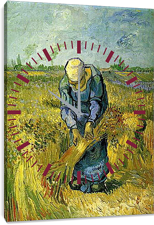 Часы картина - Peasant Woman Binding Sheaves after Millet. Винсент Ван Гог