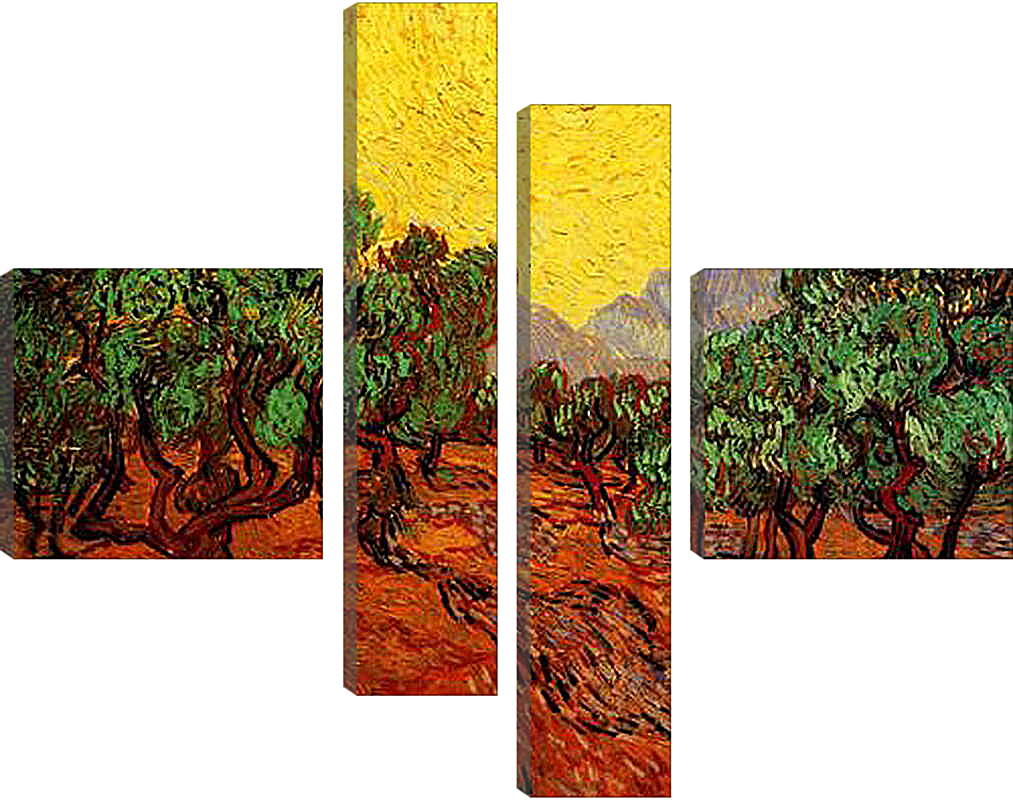 Модульная картина - Olive Trees with Yellow Sky and Sun. Винсент Ван Гог
