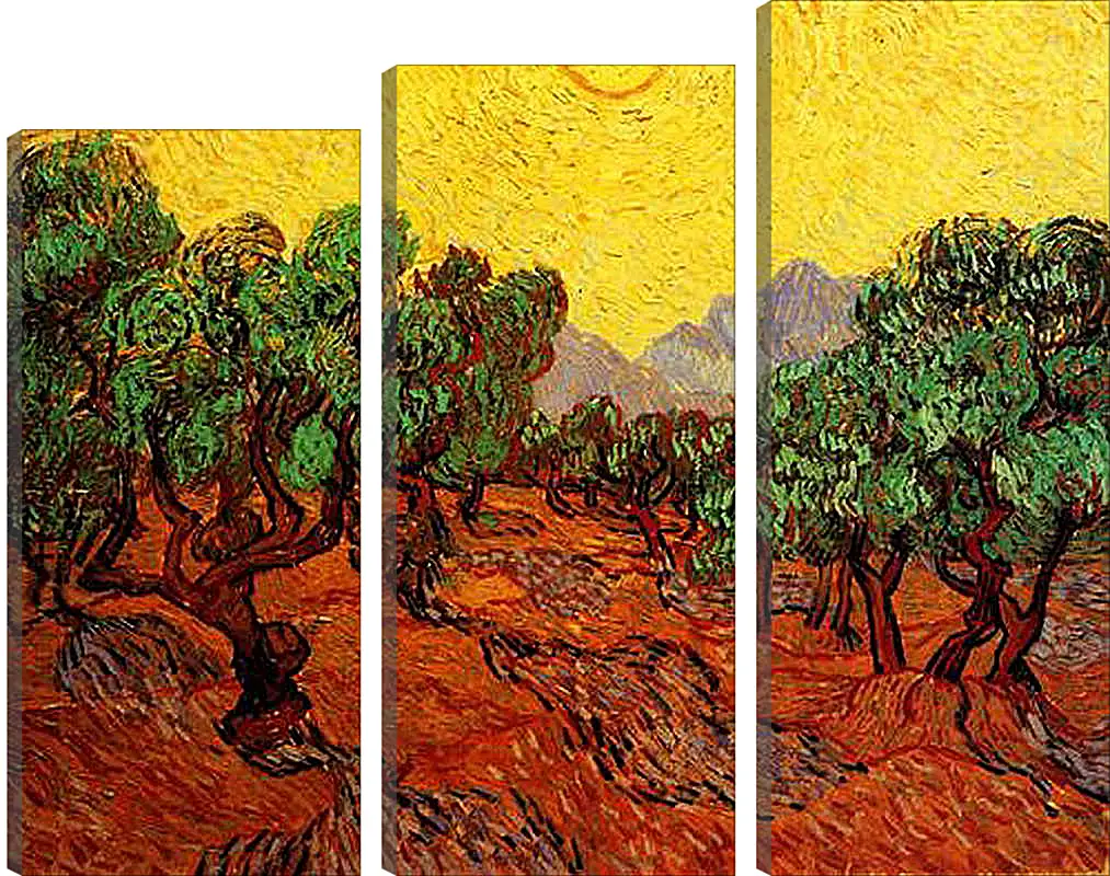 Модульная картина - Olive Trees with Yellow Sky and Sun. Винсент Ван Гог