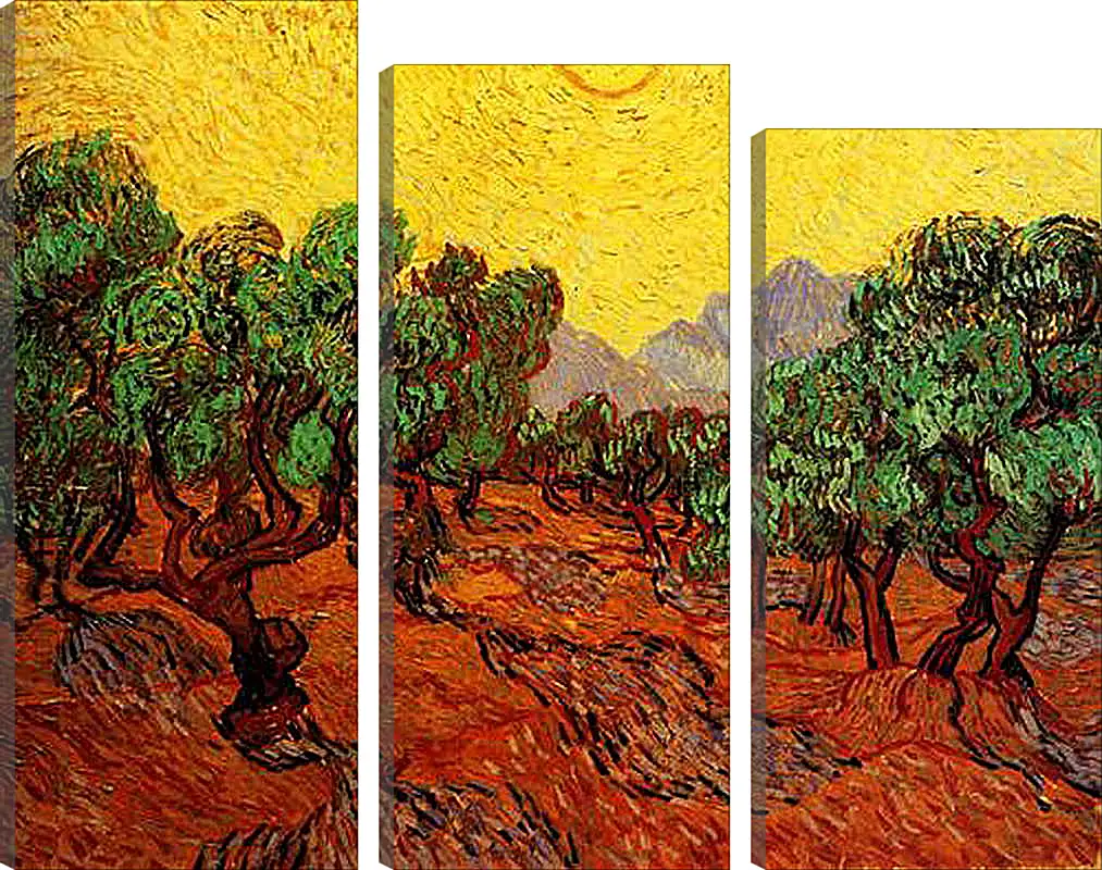 Модульная картина - Olive Trees with Yellow Sky and Sun. Винсент Ван Гог