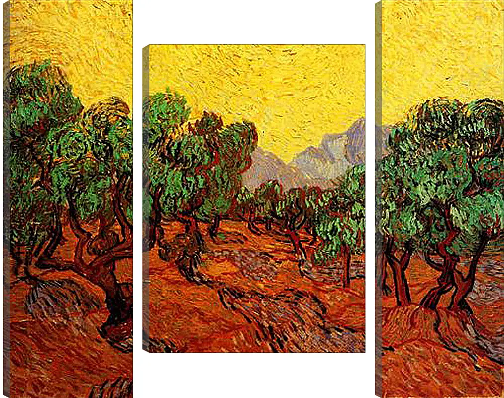 Модульная картина - Olive Trees with Yellow Sky and Sun. Винсент Ван Гог