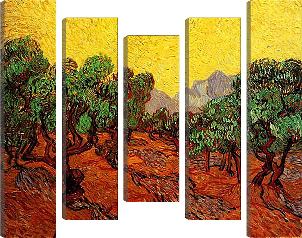 Модульная картина - Olive Trees with Yellow Sky and Sun. Винсент Ван Гог