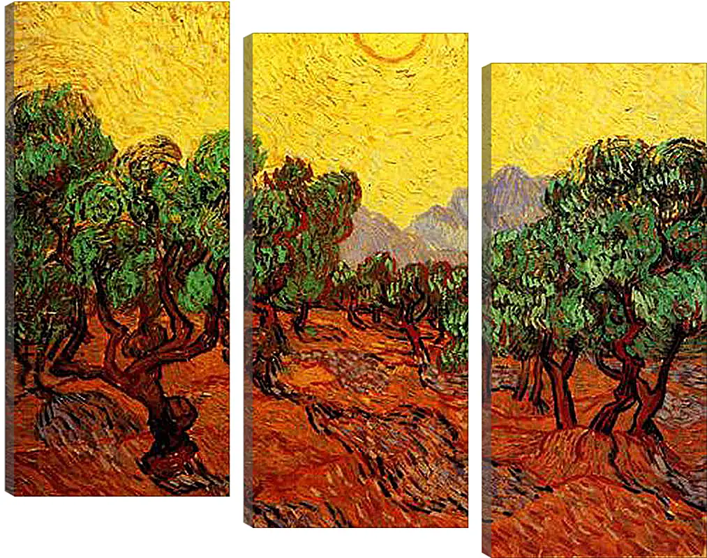 Модульная картина - Olive Trees with Yellow Sky and Sun. Винсент Ван Гог