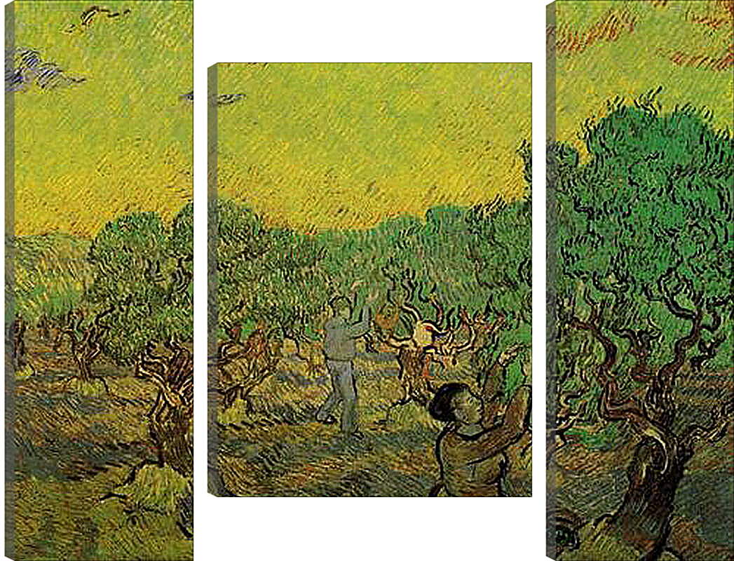 Модульная картина - Olive Grove with Picking Figures. Винсент Ван Гог