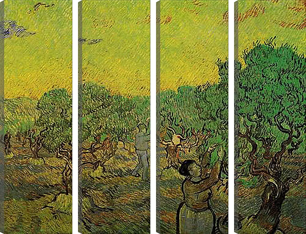 Модульная картина - Olive Grove with Picking Figures. Винсент Ван Гог