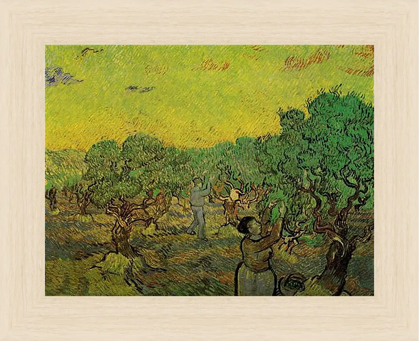 Картина в раме - Olive Grove with Picking Figures. Винсент Ван Гог