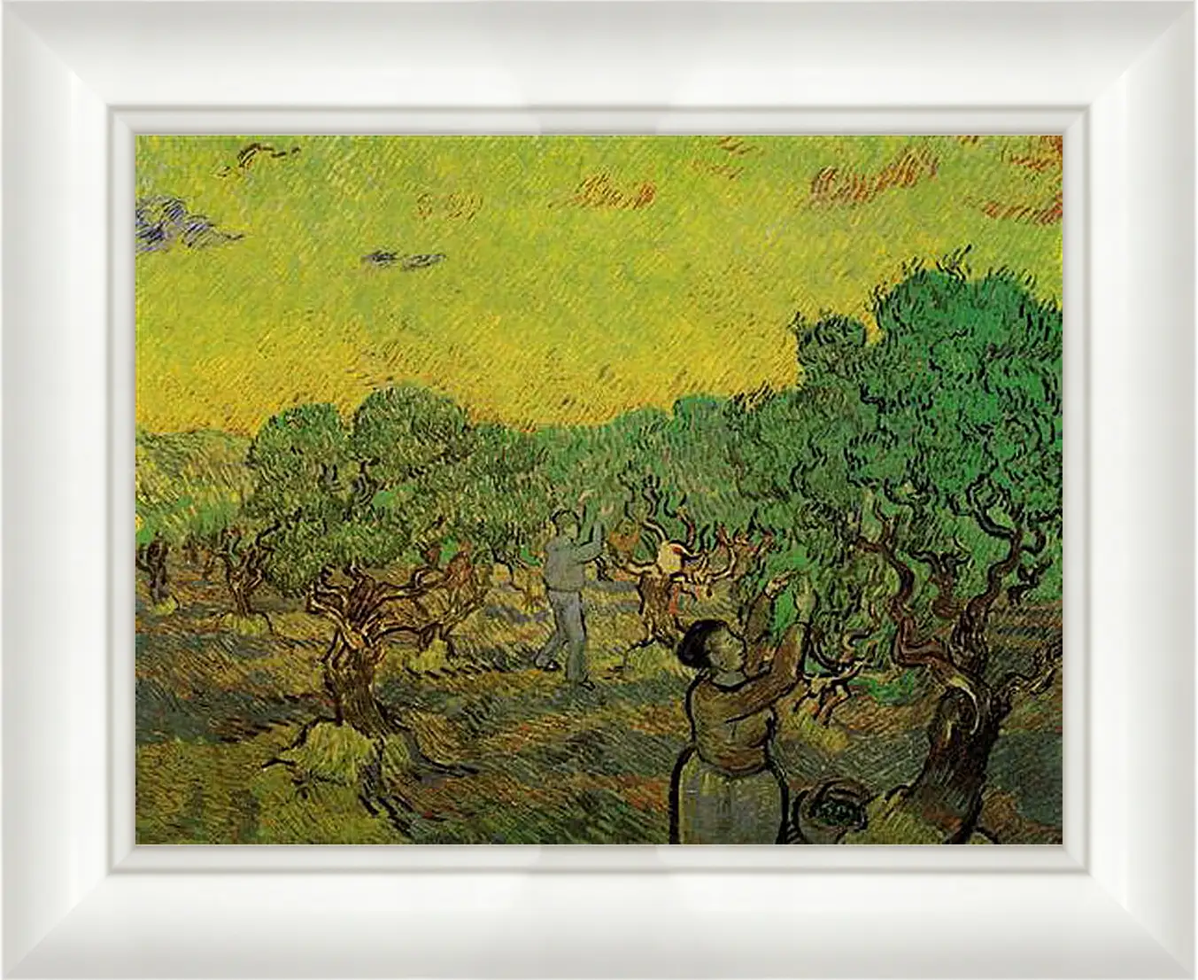 Картина в раме - Olive Grove with Picking Figures. Винсент Ван Гог
