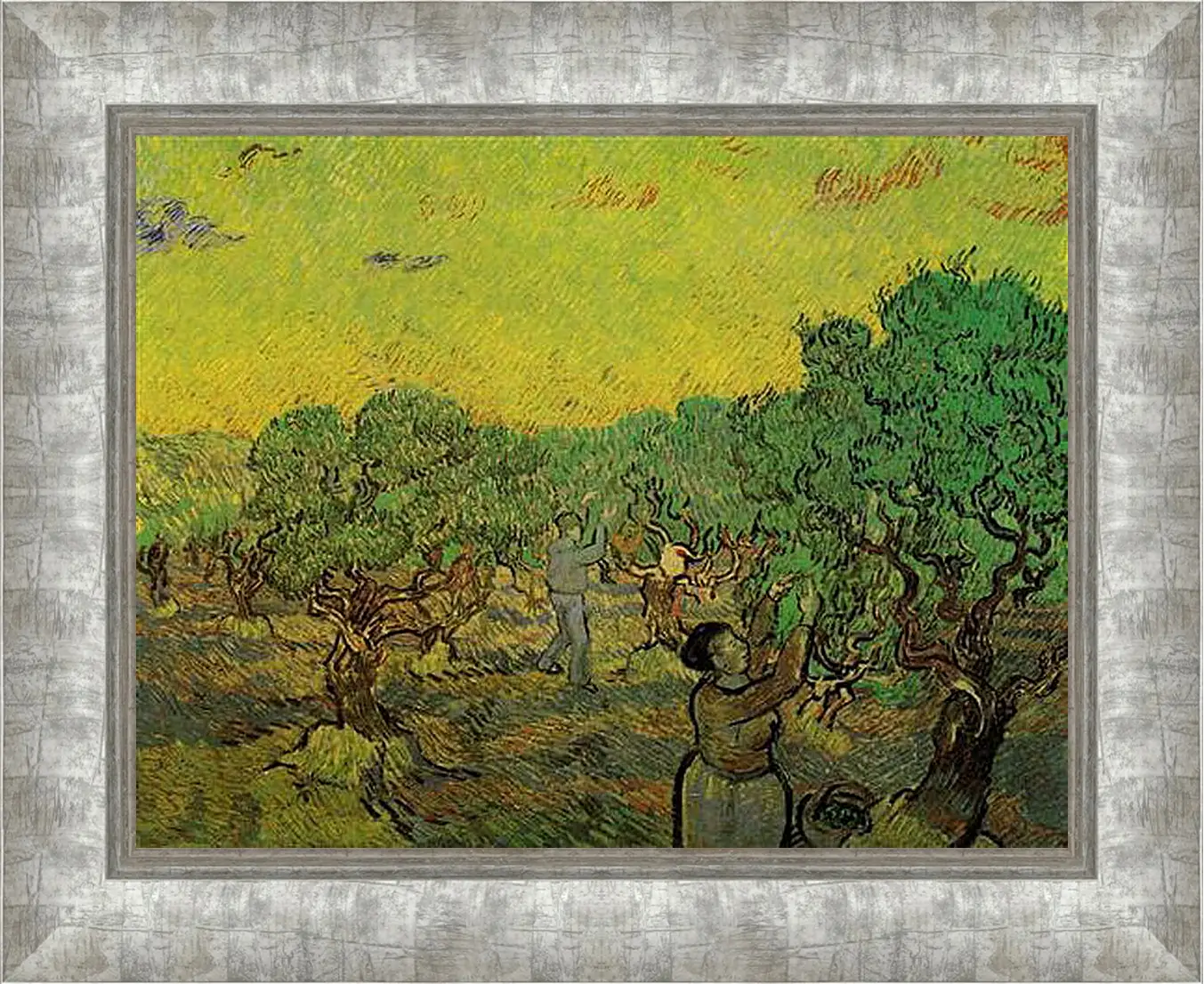 Картина в раме - Olive Grove with Picking Figures. Винсент Ван Гог
