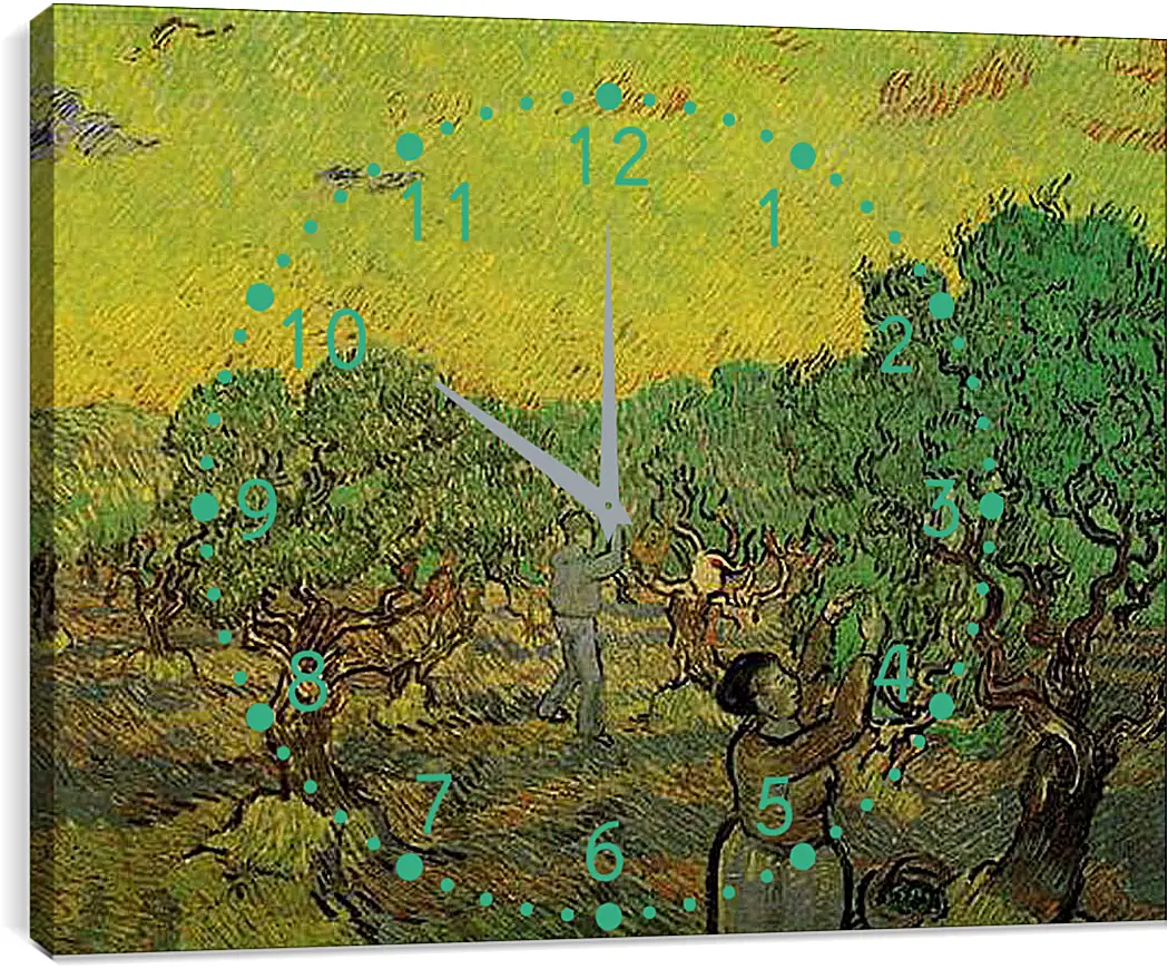 Часы картина - Olive Grove with Picking Figures. Винсент Ван Гог