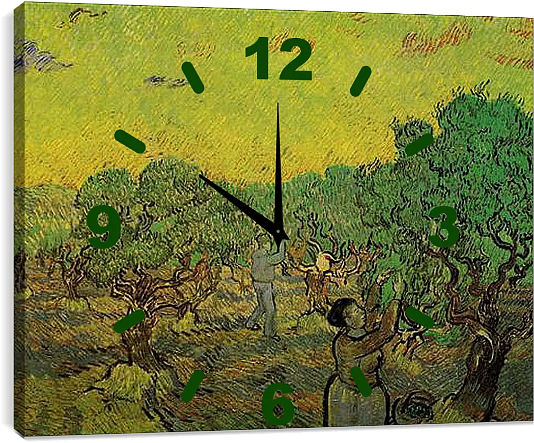 Часы картина - Olive Grove with Picking Figures. Винсент Ван Гог