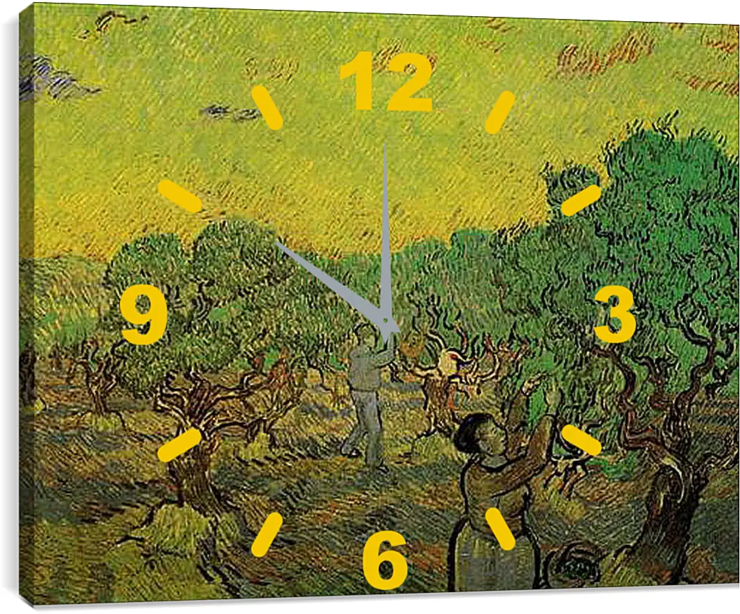 Часы картина - Olive Grove with Picking Figures. Винсент Ван Гог