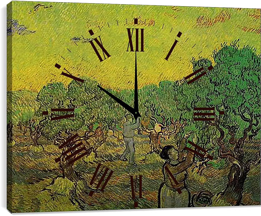 Часы картина - Olive Grove with Picking Figures. Винсент Ван Гог