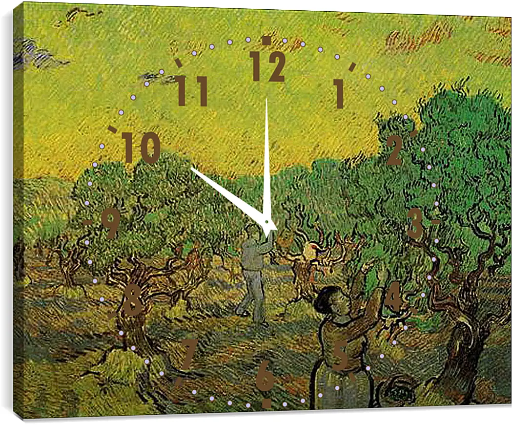 Часы картина - Olive Grove with Picking Figures. Винсент Ван Гог