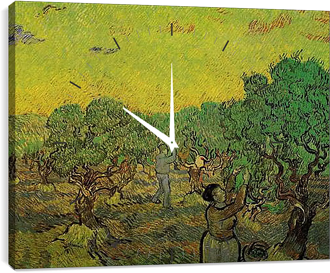 Часы картина - Olive Grove with Picking Figures. Винсент Ван Гог