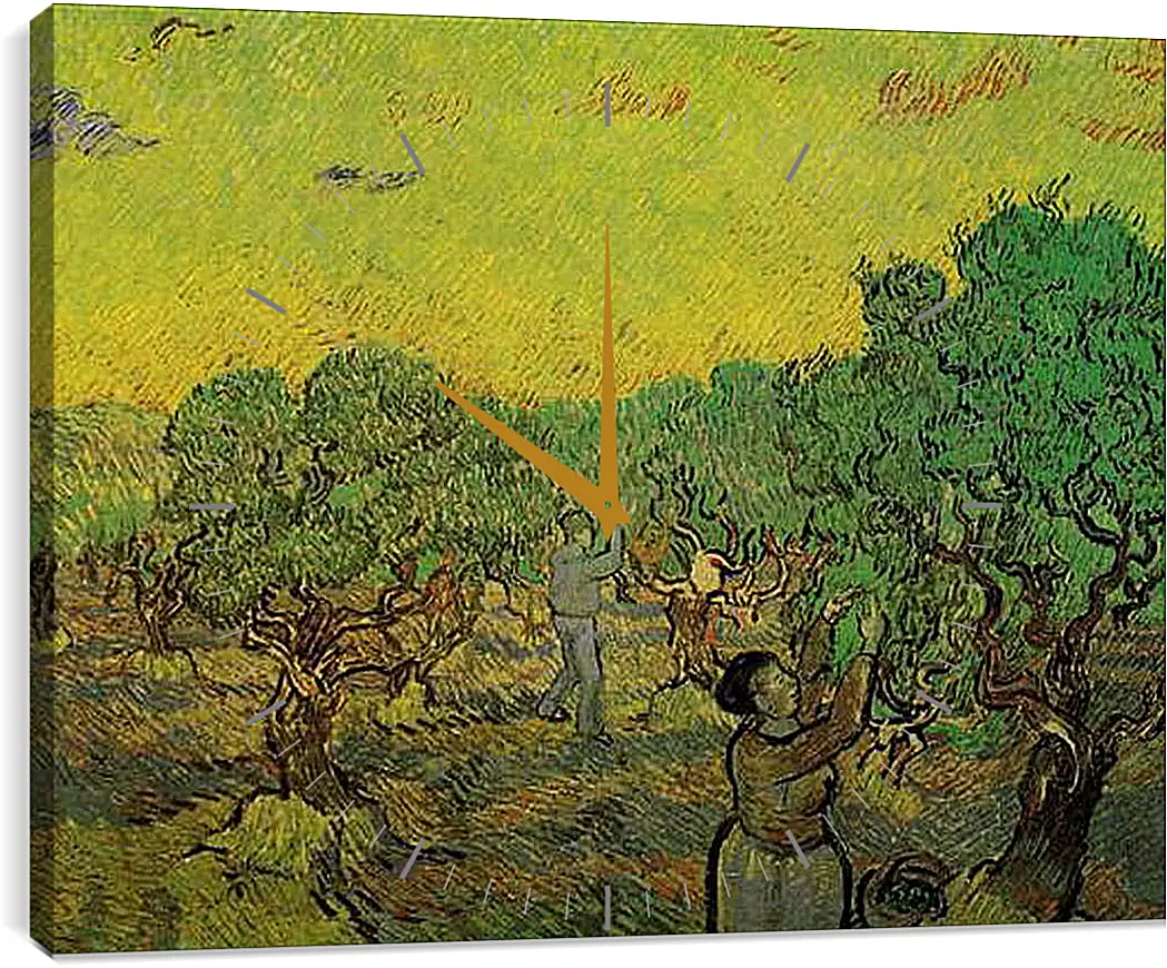 Часы картина - Olive Grove with Picking Figures. Винсент Ван Гог