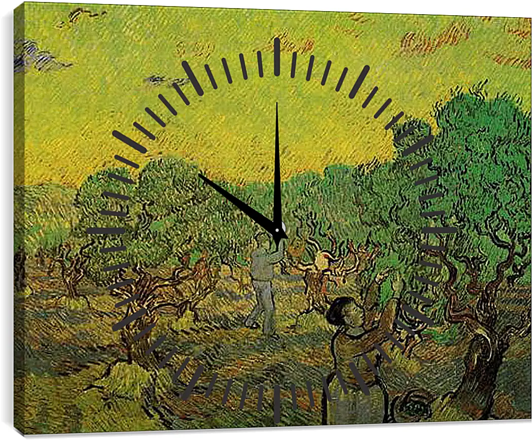 Часы картина - Olive Grove with Picking Figures. Винсент Ван Гог