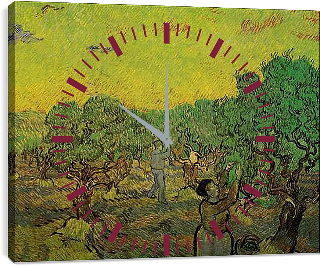 Часы картина - Olive Grove with Picking Figures. Винсент Ван Гог