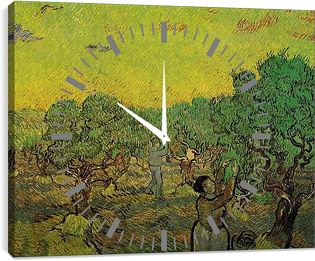 Часы картина - Olive Grove with Picking Figures. Винсент Ван Гог