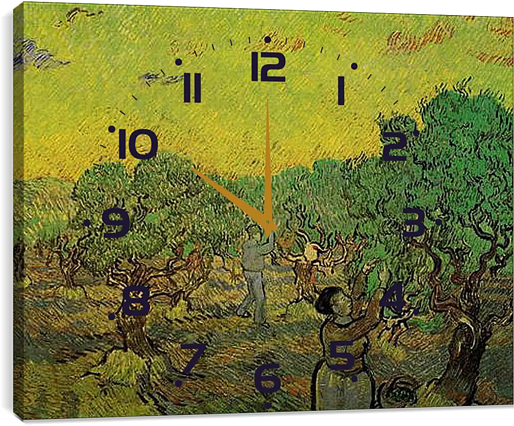 Часы картина - Olive Grove with Picking Figures. Винсент Ван Гог