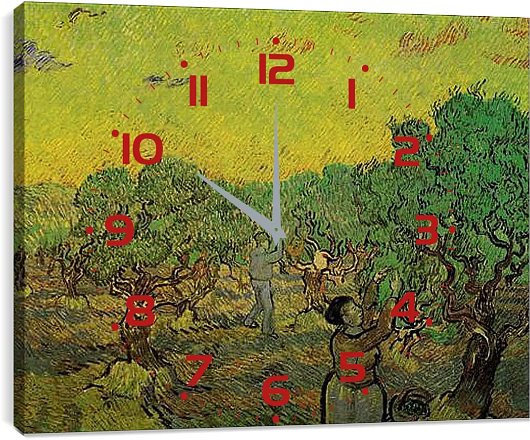 Часы картина - Olive Grove with Picking Figures. Винсент Ван Гог