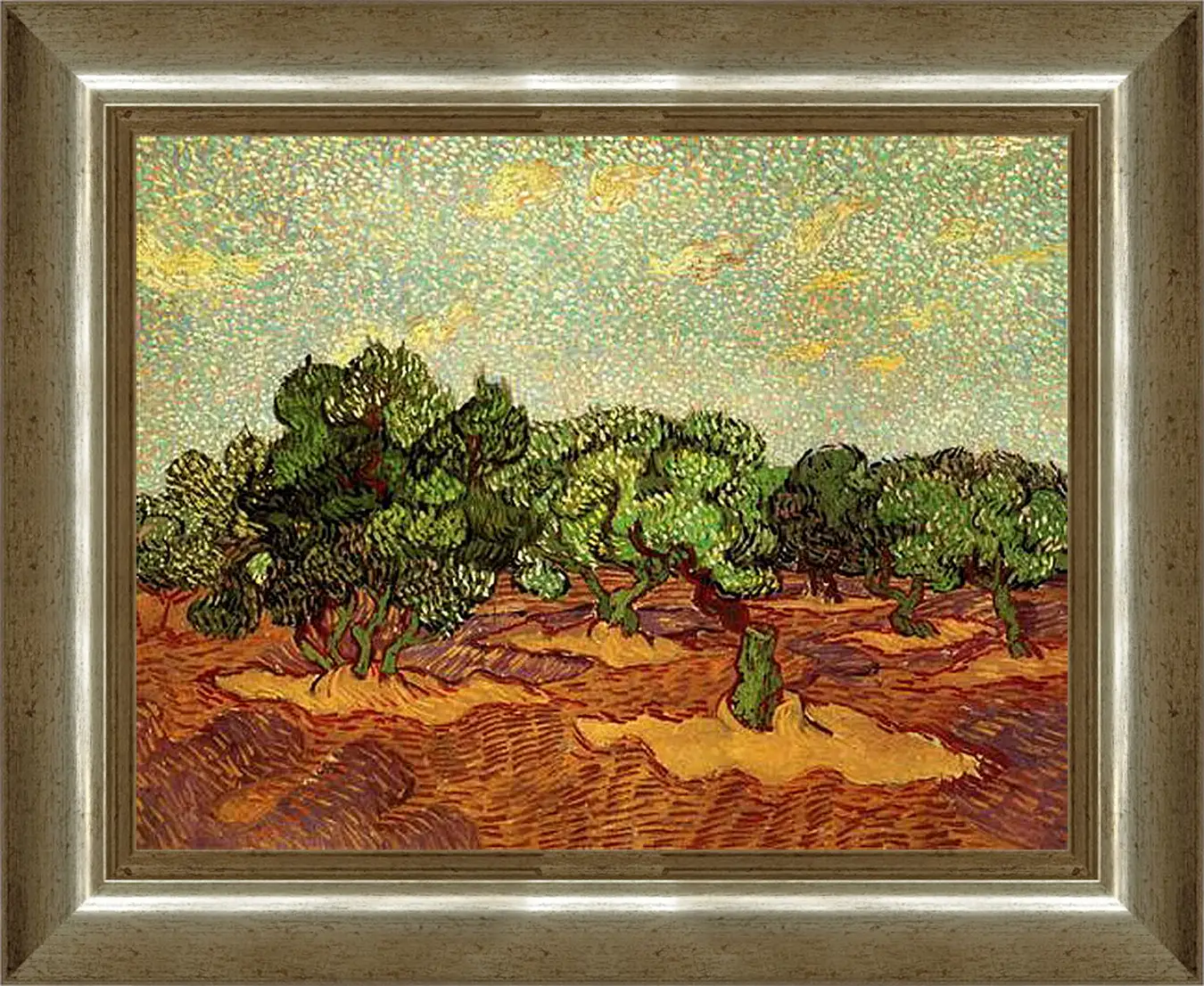Картина в раме - Olive Grove Pale Blue Sky. Винсент Ван Гог