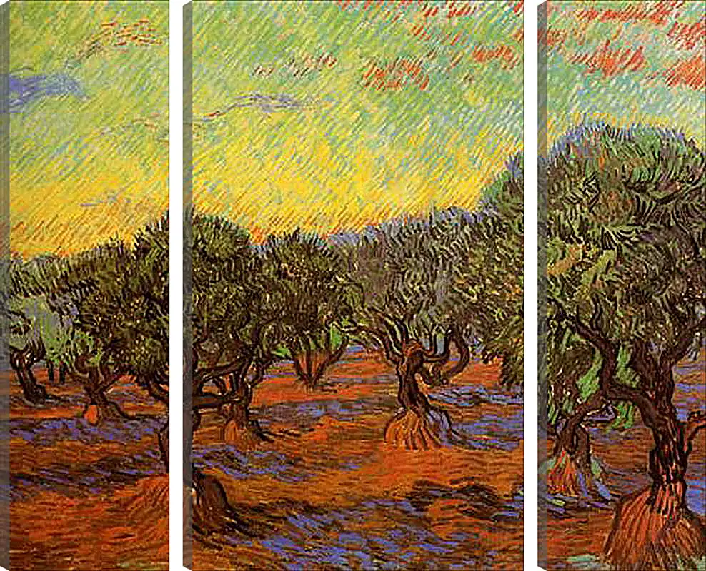 Модульная картина - Olive Grove Orange Sky. Винсент Ван Гог