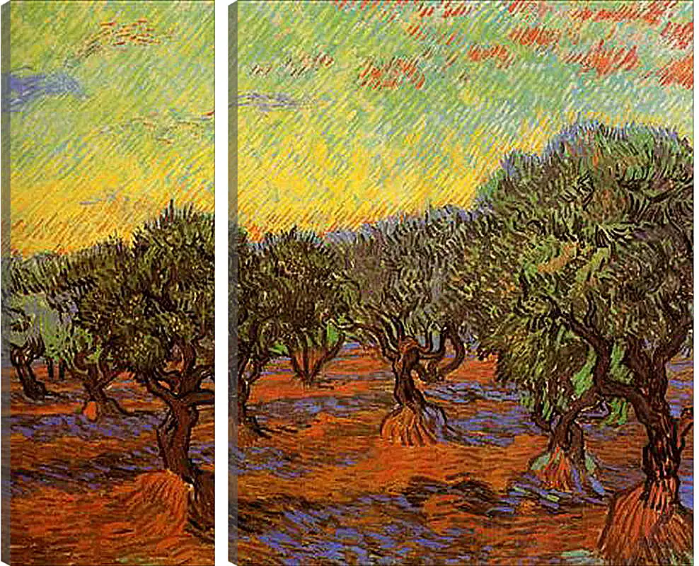 Модульная картина - Olive Grove Orange Sky. Винсент Ван Гог