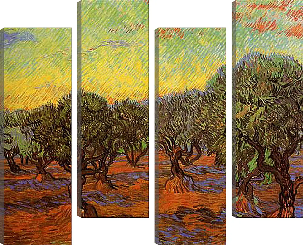 Модульная картина - Olive Grove Orange Sky. Винсент Ван Гог