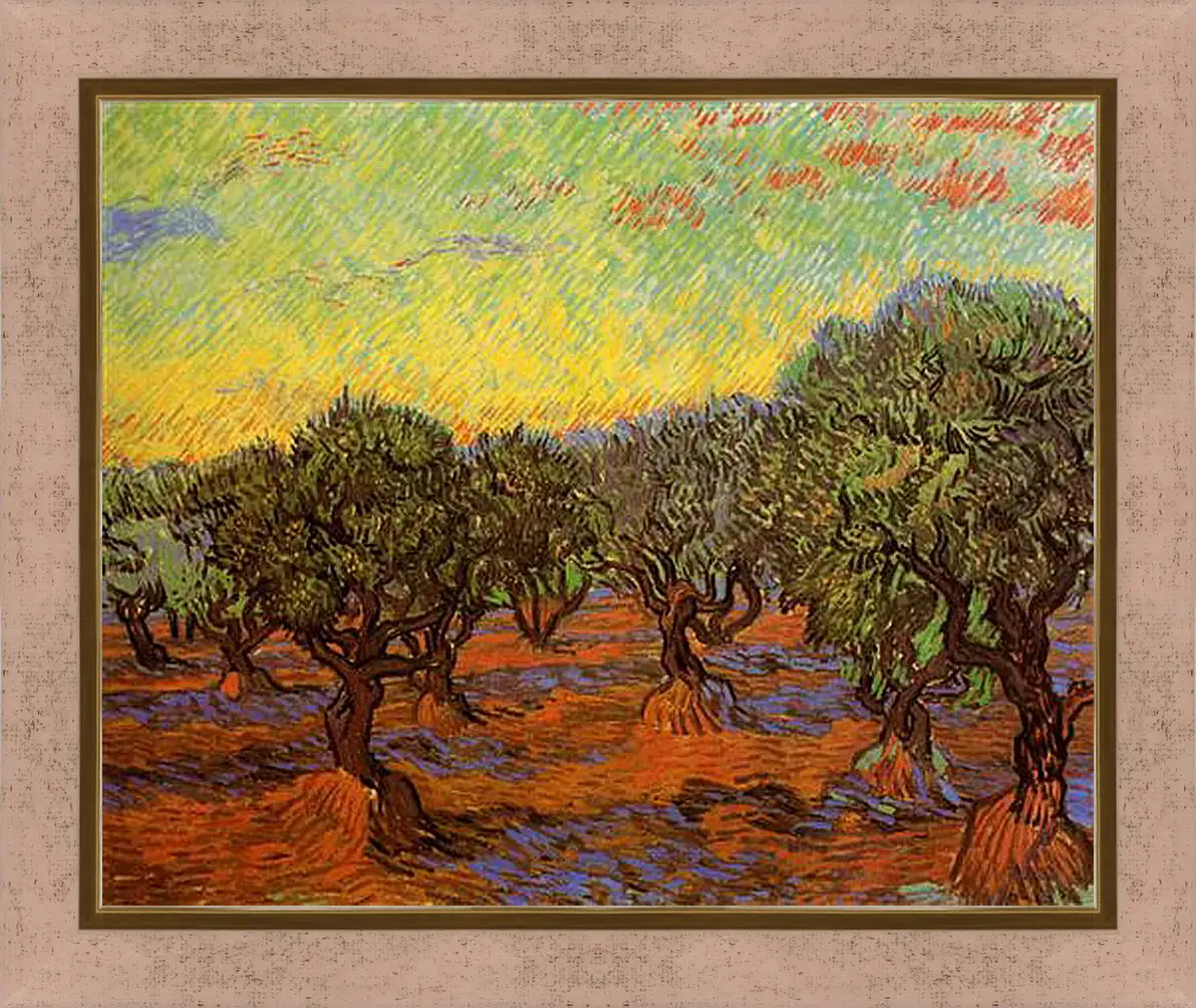 Картина в раме - Olive Grove Orange Sky. Винсент Ван Гог
