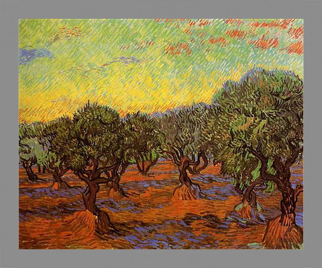 Картина в раме - Olive Grove Orange Sky. Винсент Ван Гог