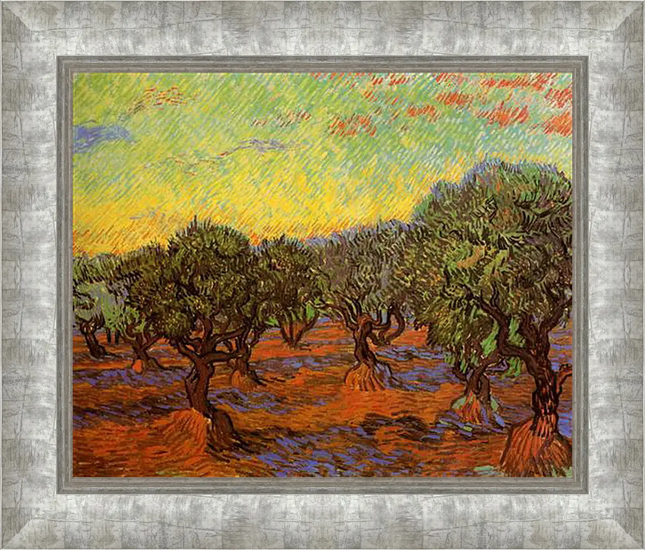 Картина в раме - Olive Grove Orange Sky. Винсент Ван Гог