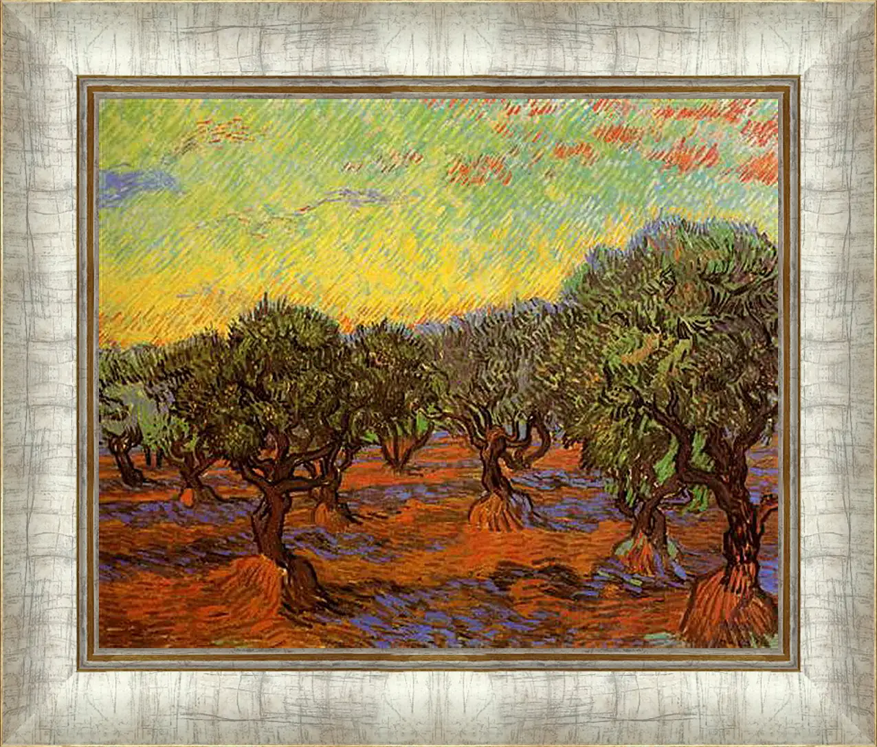 Картина в раме - Olive Grove Orange Sky. Винсент Ван Гог