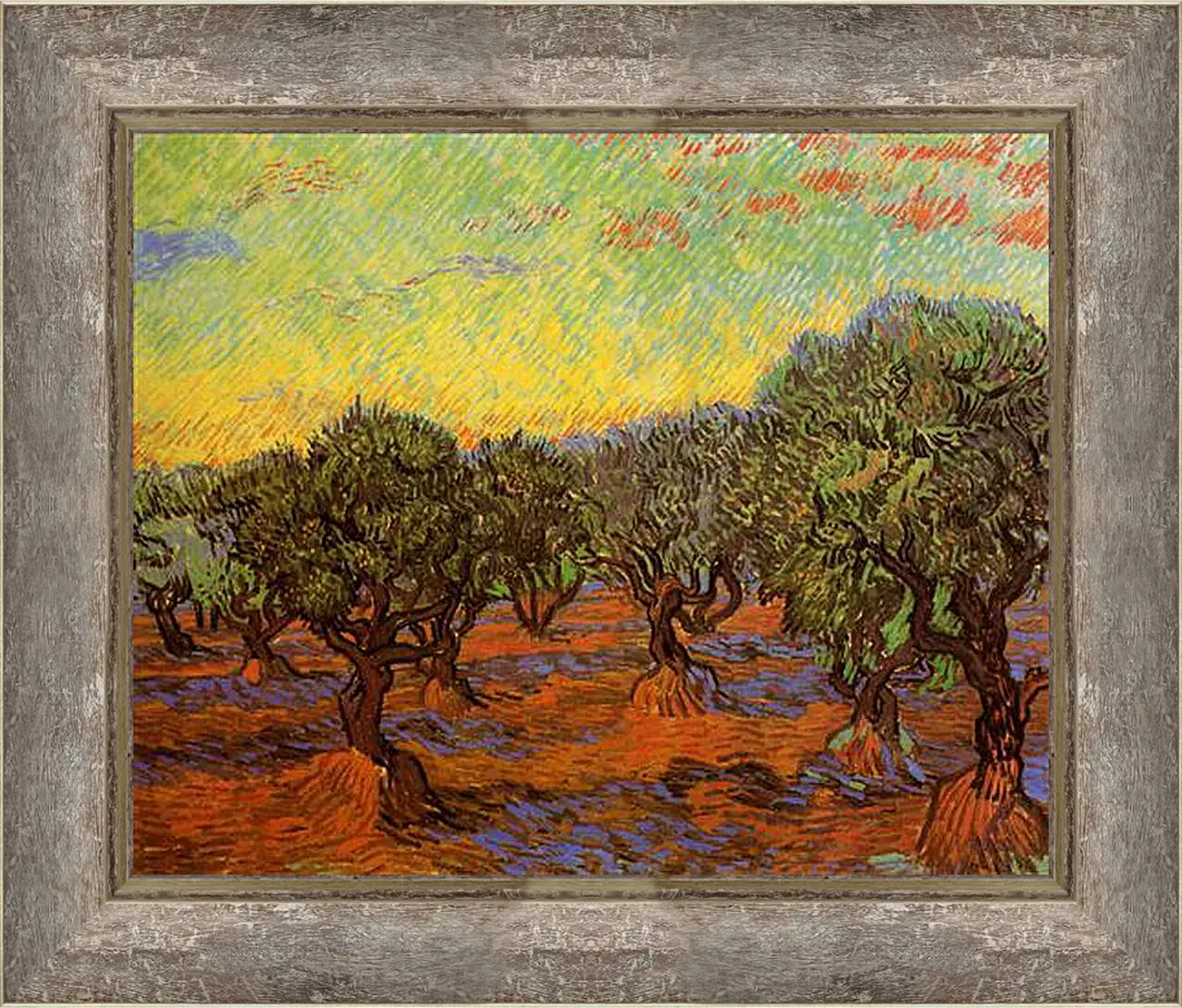 Картина в раме - Olive Grove Orange Sky. Винсент Ван Гог