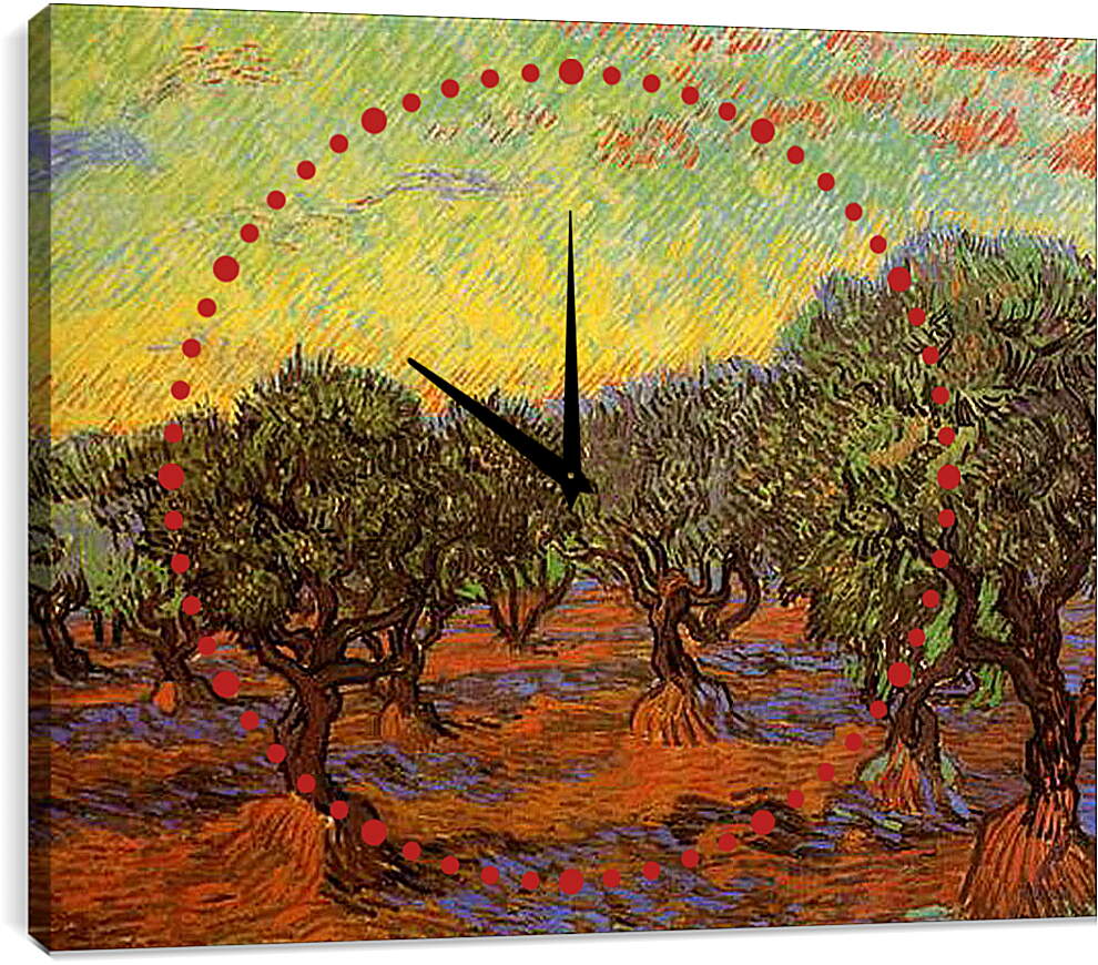 Часы картина - Olive Grove Orange Sky. Винсент Ван Гог
