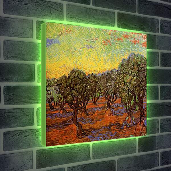 Лайтбокс световая панель - Olive Grove Orange Sky. Винсент Ван Гог