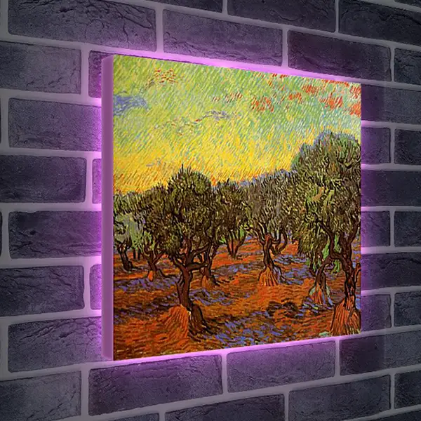 Лайтбокс световая панель - Olive Grove Orange Sky. Винсент Ван Гог
