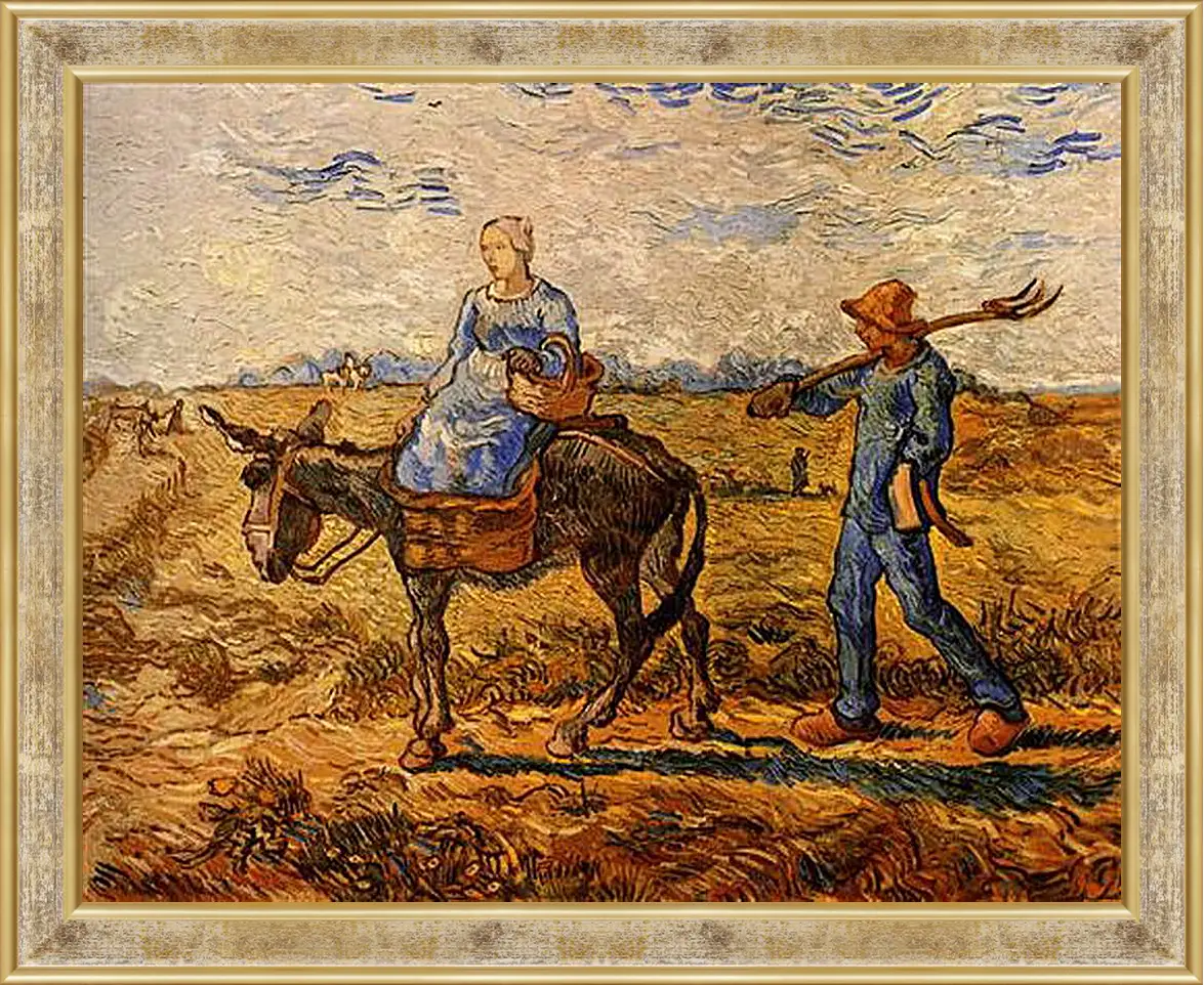 Картина в раме - Morning Peasant Couple Going to Work. Винсент Ван Гог