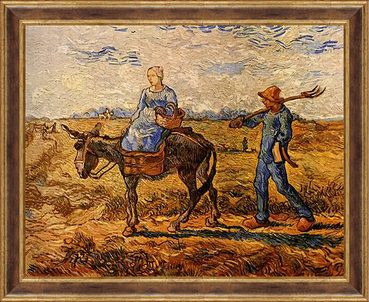 Картина в раме - Morning Peasant Couple Going to Work. Винсент Ван Гог