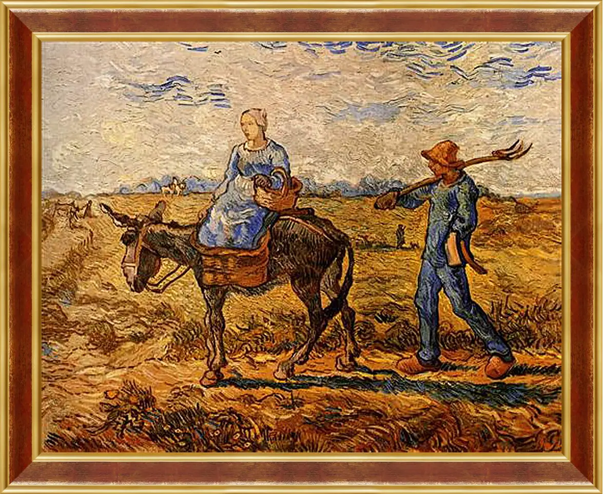 Картина в раме - Morning Peasant Couple Going to Work. Винсент Ван Гог