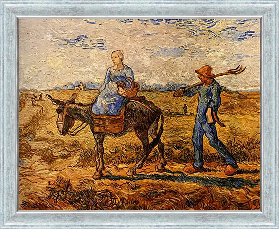 Картина в раме - Morning Peasant Couple Going to Work. Винсент Ван Гог
