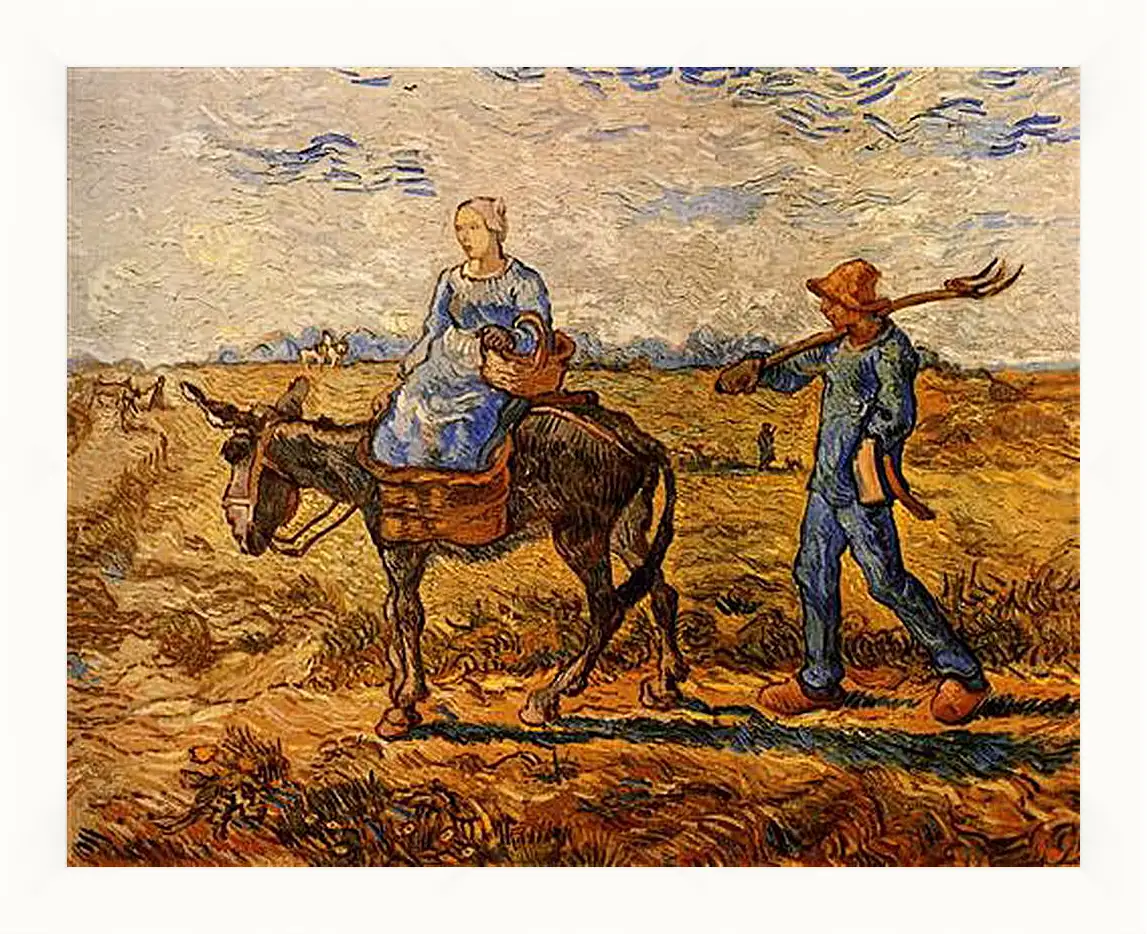 Картина в раме - Morning Peasant Couple Going to Work. Винсент Ван Гог
