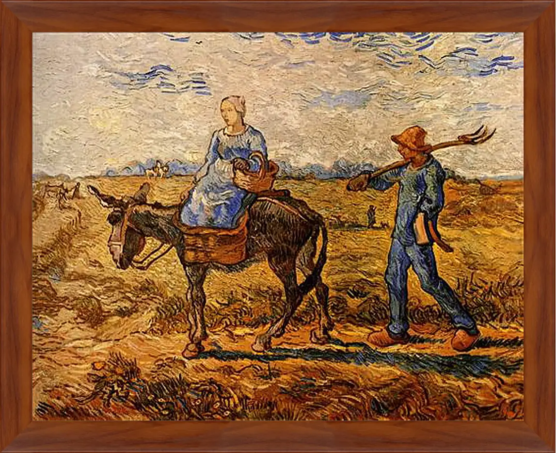 Картина в раме - Morning Peasant Couple Going to Work. Винсент Ван Гог