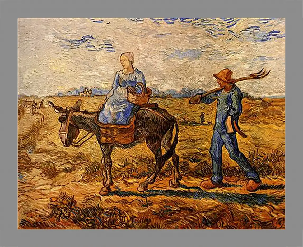 Картина в раме - Morning Peasant Couple Going to Work. Винсент Ван Гог