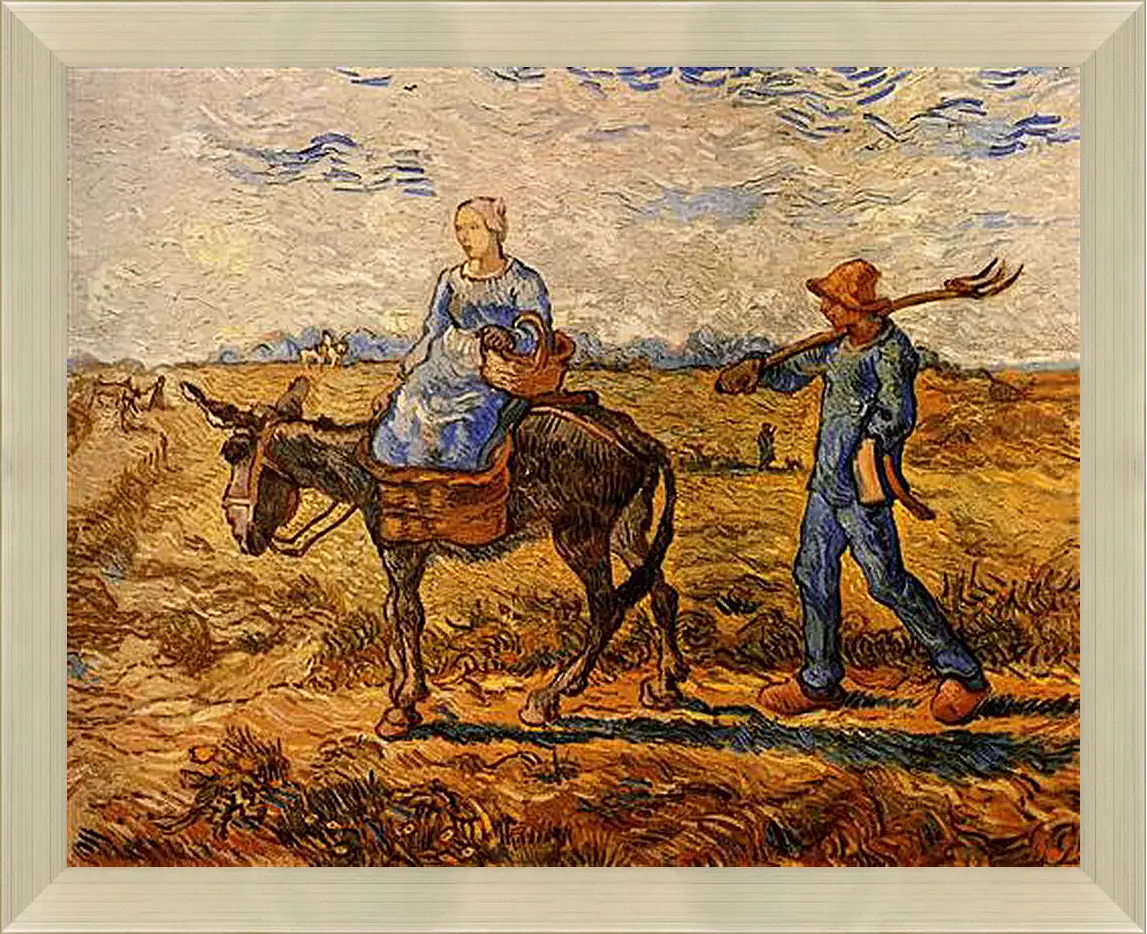 Картина в раме - Morning Peasant Couple Going to Work. Винсент Ван Гог