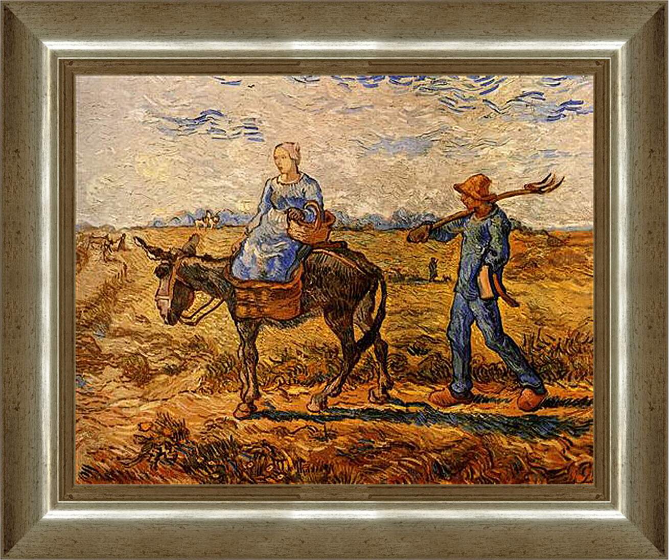 Картина в раме - Morning Peasant Couple Going to Work. Винсент Ван Гог