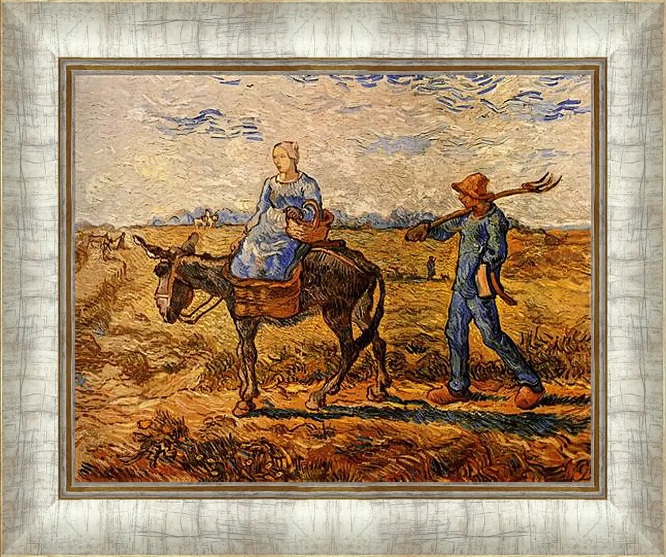 Картина в раме - Morning Peasant Couple Going to Work. Винсент Ван Гог