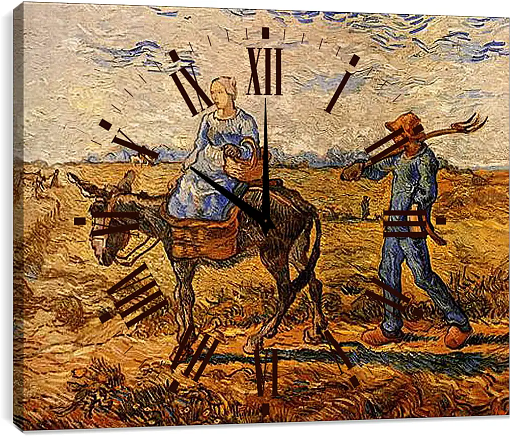 Часы картина - Morning Peasant Couple Going to Work. Винсент Ван Гог