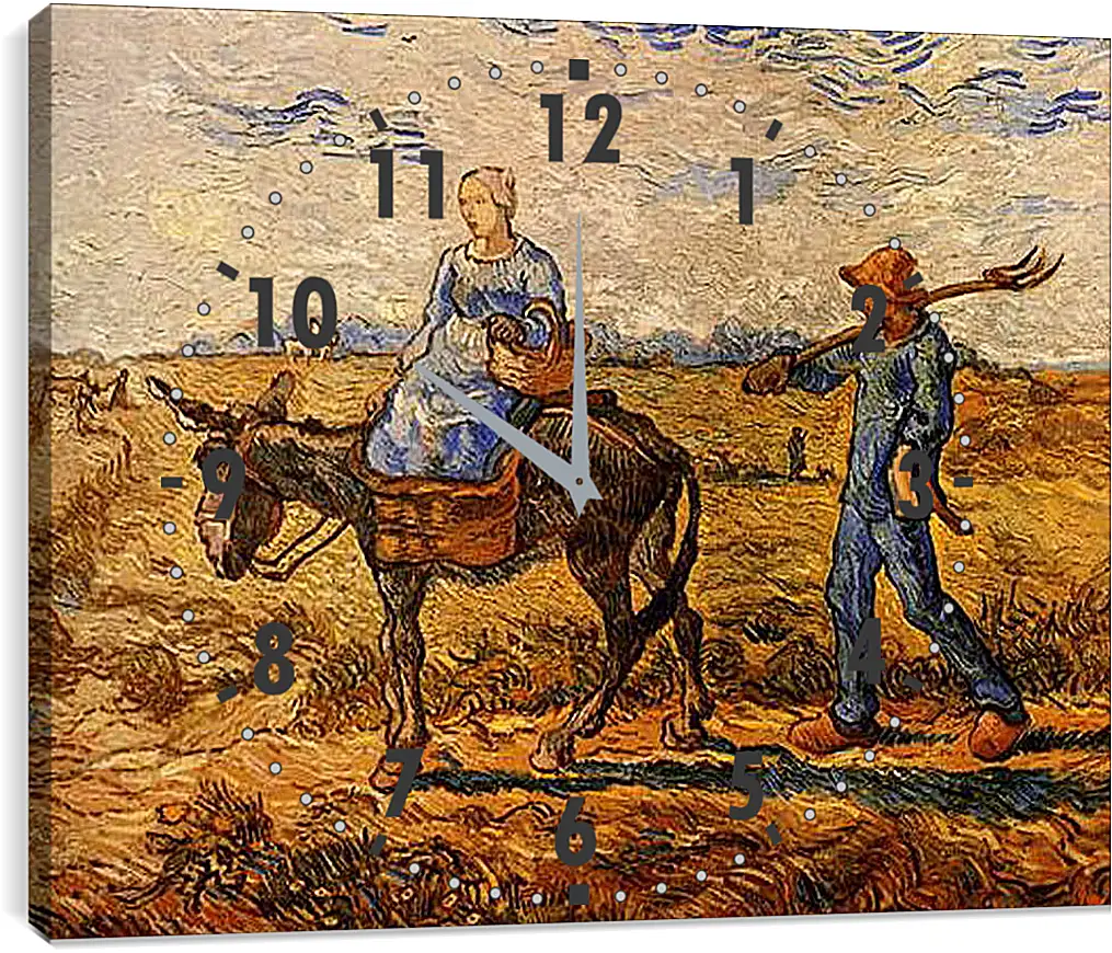 Часы картина - Morning Peasant Couple Going to Work. Винсент Ван Гог