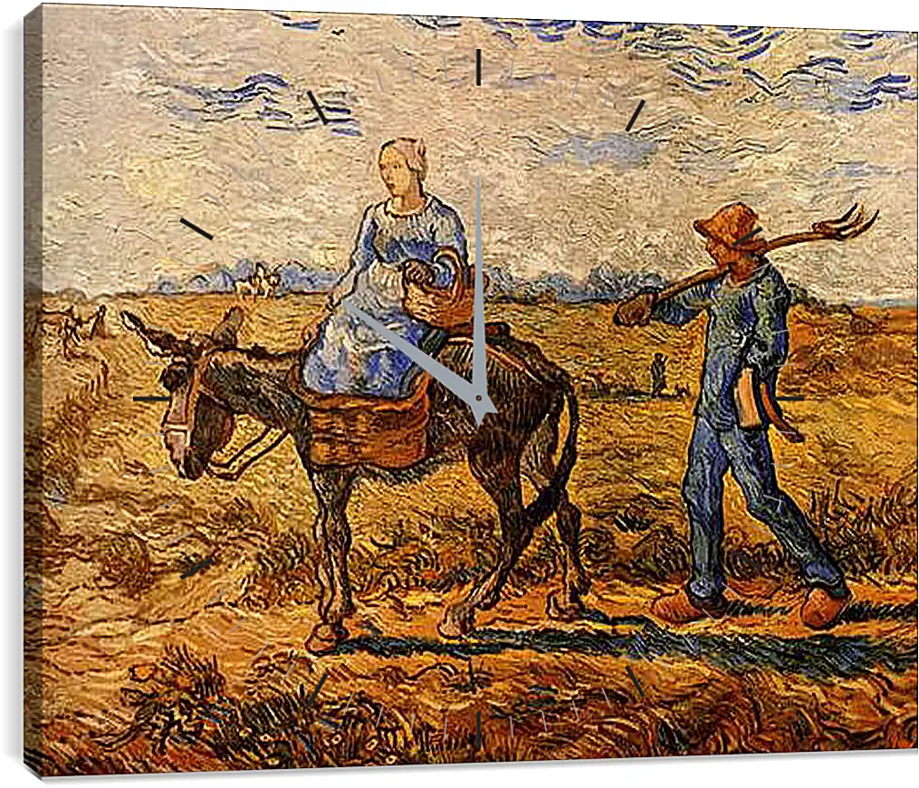 Часы картина - Morning Peasant Couple Going to Work. Винсент Ван Гог